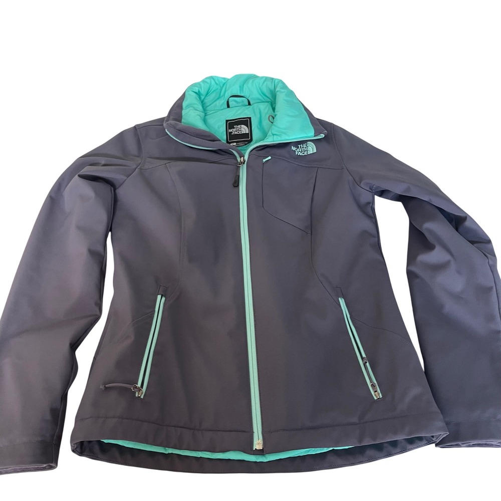 The North Face Apex Softshell Jacket Women S Gray Teal Wind Water‎ Resistant - Picture 5 of 16